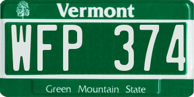 VT license plate WFP374