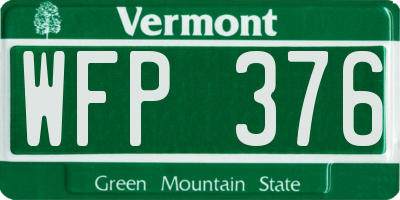 VT license plate WFP376