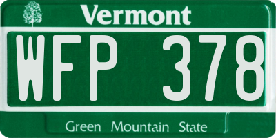 VT license plate WFP378