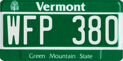 VT license plate WFP380