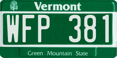 VT license plate WFP381
