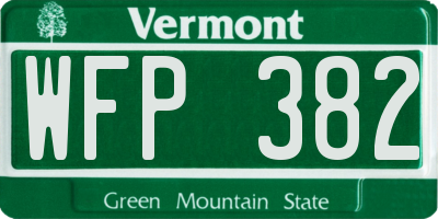 VT license plate WFP382
