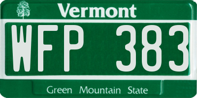 VT license plate WFP383