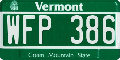 VT license plate WFP386