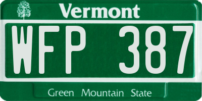 VT license plate WFP387