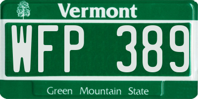 VT license plate WFP389