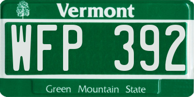 VT license plate WFP392