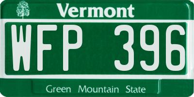 VT license plate WFP396