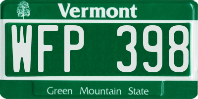 VT license plate WFP398