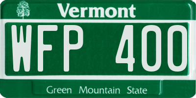 VT license plate WFP400