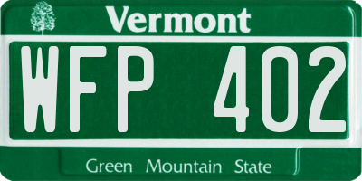 VT license plate WFP402