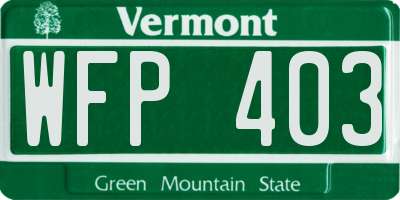 VT license plate WFP403