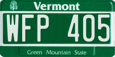 VT license plate WFP405