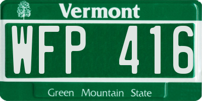 VT license plate WFP416