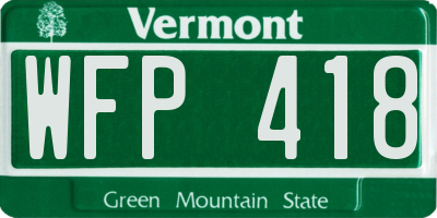 VT license plate WFP418