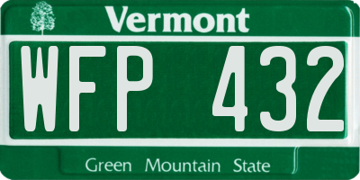 VT license plate WFP432