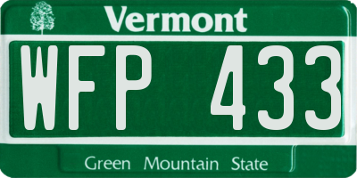 VT license plate WFP433