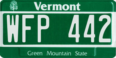 VT license plate WFP442
