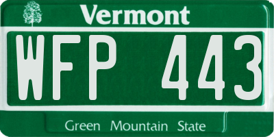 VT license plate WFP443