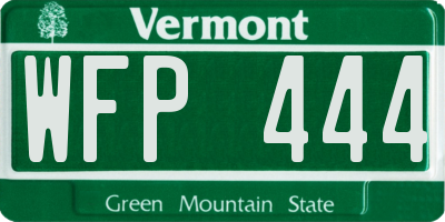VT license plate WFP444