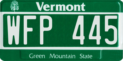 VT license plate WFP445
