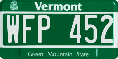 VT license plate WFP452
