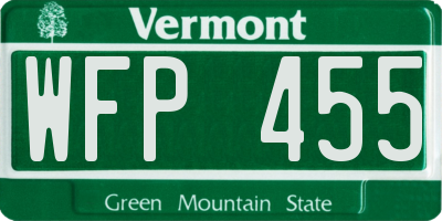 VT license plate WFP455