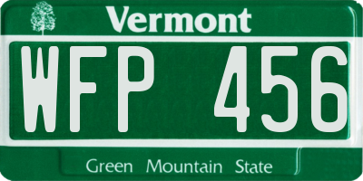 VT license plate WFP456