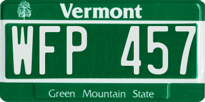VT license plate WFP457