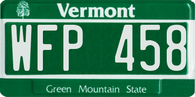 VT license plate WFP458