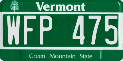 VT license plate WFP475