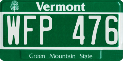 VT license plate WFP476