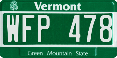 VT license plate WFP478