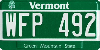 VT license plate WFP492
