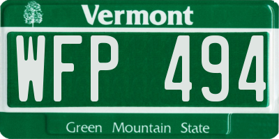 VT license plate WFP494