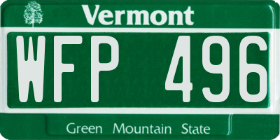 VT license plate WFP496