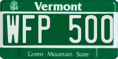 VT license plate WFP500