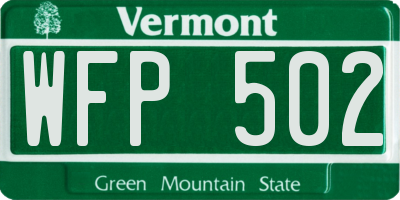 VT license plate WFP502