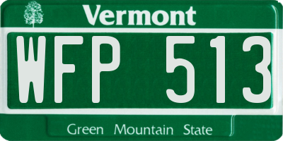 VT license plate WFP513