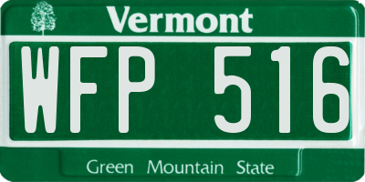 VT license plate WFP516