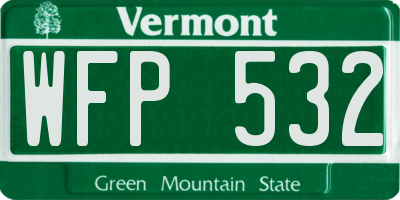 VT license plate WFP532