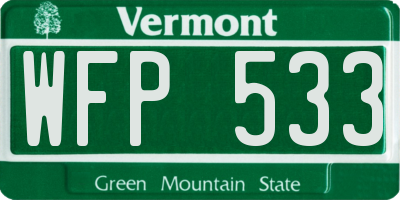 VT license plate WFP533