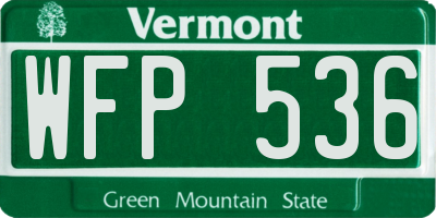 VT license plate WFP536