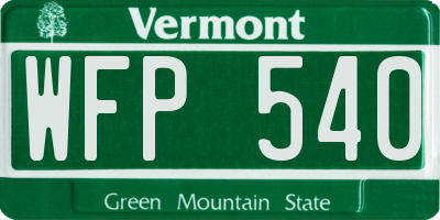 VT license plate WFP540