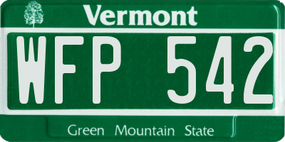 VT license plate WFP542