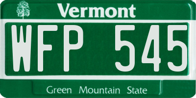 VT license plate WFP545