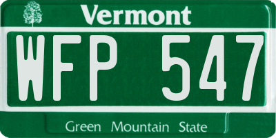 VT license plate WFP547