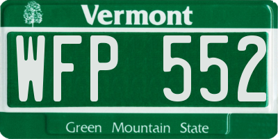 VT license plate WFP552