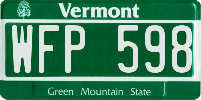 VT license plate WFP598