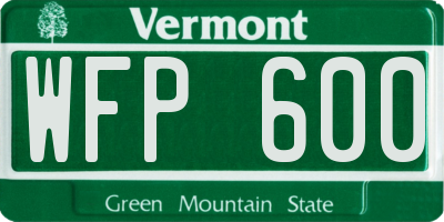 VT license plate WFP600